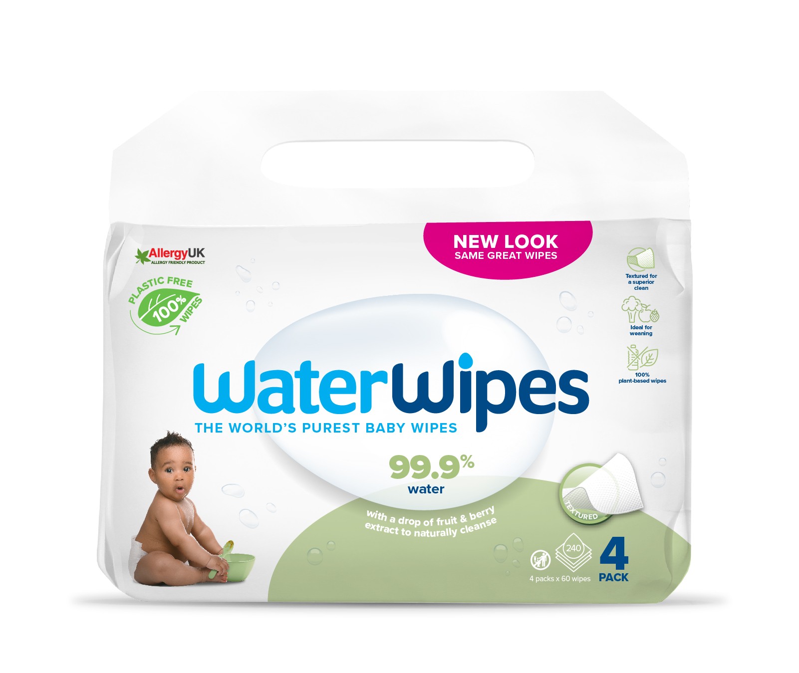 Servetele umede biodegradabile water wipes soapberry, 4 pachete x 60 buc, 240 buc