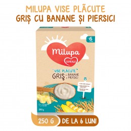 Cereale Milupa Milumil cu lapte Vise Placute Gris cu Banane, 250g, 6luni+