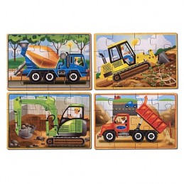 Set 4 puzzle lemn in cutie Vehicule pentru constructii Melissa and Doug - 1