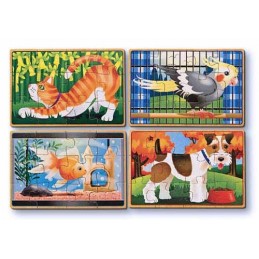 Set 4 puzzle lemn in cutie Animale de companie Melissa and Doug - 1