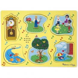 Puzzle de lemn cu sunete Cantecele copilariei Melissa & Doug - 1