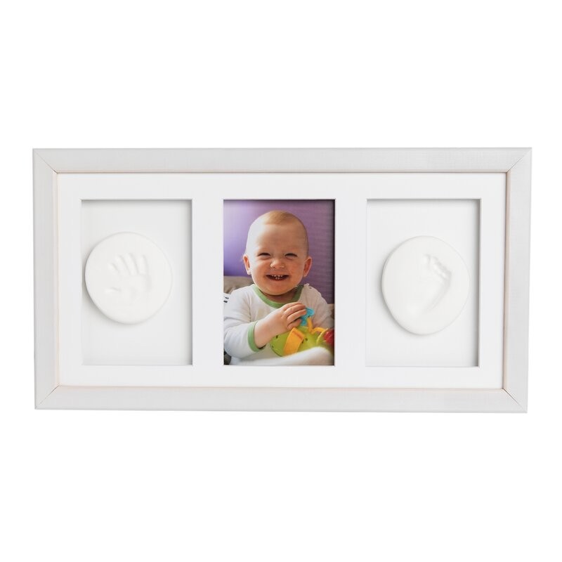 Baby HandPrint - Kit mulaj cu dubla amprenta, Double Memory Frame, Cu rama foto 10x15 cm, Non-toxic, Conform cu standardul eu...