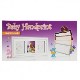 Baby HandPrint - Kit mulaj cu dubla amprenta, Double Memory Frame, Cu rama foto 10x15 cm, Non-toxic, Conform cu standardul eu...