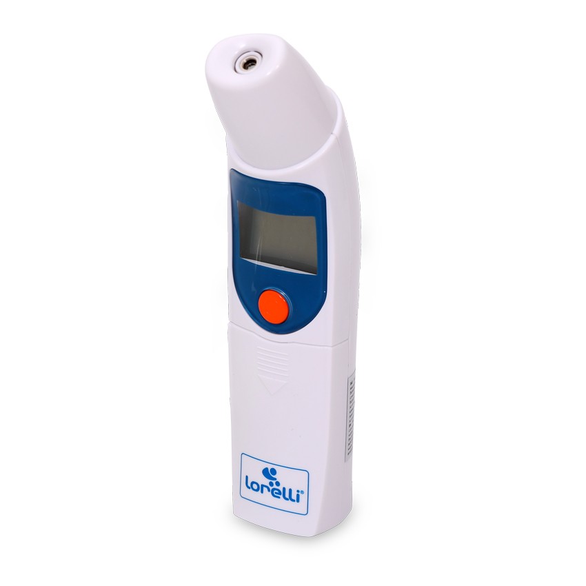 Termometru cu senzor infrarosu, pentru ureche si frunte, suport inclus, Blue & White Articole