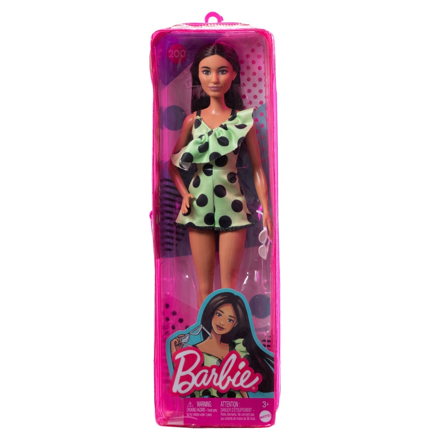 Barbie - Fashionistas Papusa barbie fashionista bruneta cu salopeta verde