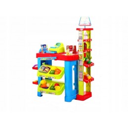Set de joaca MalPlay Supermarket pentru copii,casa de marcat,alimente si cos de cumparaturi, 80 cm - 1