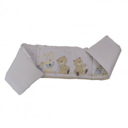 Babyneeds - Aparatoare laterala pentru patut 120x60 cm, Cu umplutura antialergica, Dimensiune 180 x 32 cm, Teddy Play Bej M1