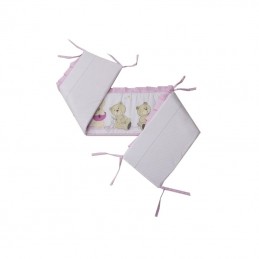 Babyneeds - Aparatoare laterala pentru patut 120x60 cm, Cu umplutura antialergica, Dimensiune 180 x 32 cm, Teddy Play Pink M1