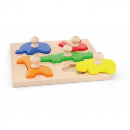 Puzzle Montessori cu maner, Animale, Viga - 1