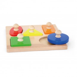 Puzzle Montessori cu maner, Forme geometrice, Viga - 1
