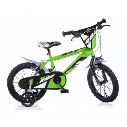 Bicicleta pentru copii Dino Bikes Mountain Bike 414U R88 made in Italy negru-verde de marime 14" RESIGILATA