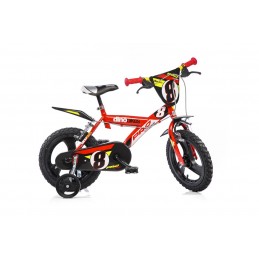 Bicicleta Dino Bikes 163 GLN made in Italy 16 inch cu roti ajutatoare si frana dubla pentru copiii cu varsta cuprinsa intre 6 s
