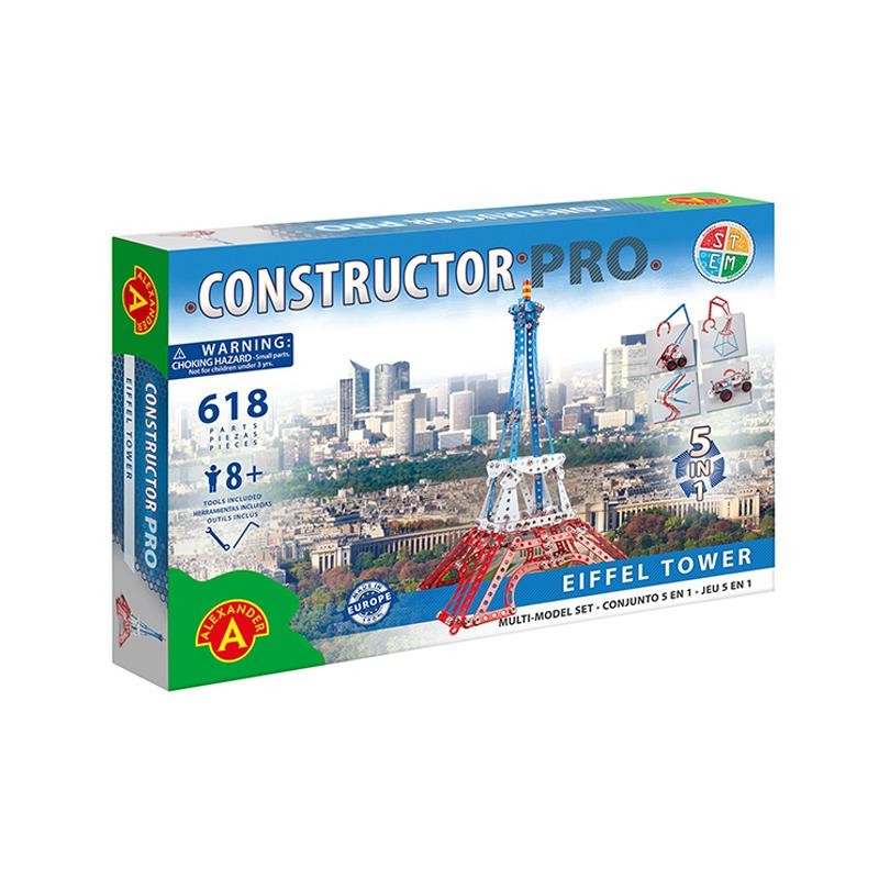 Set constructie 618 piese metalice Constructor PRO Turnul Eiffel 5in1, Alexander Alexander Toys