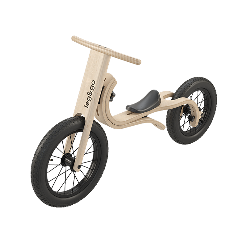 Bicicleta de balans fara pedale 3 in 1 pentru copii, lemn natur, leg&go leg&go